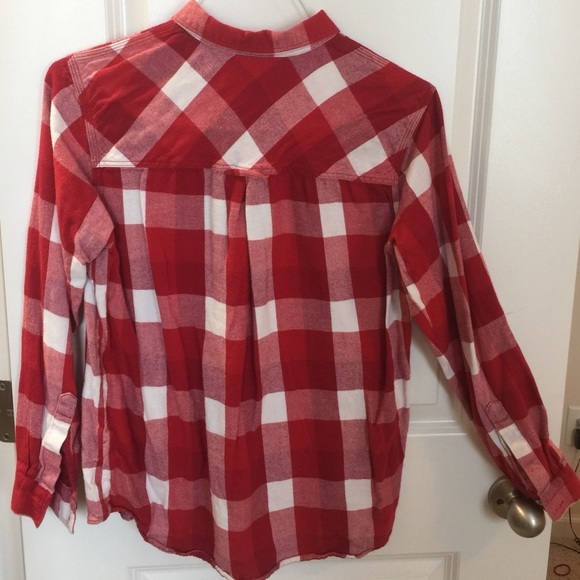 Madewell red and white checked button down shirt - Picture 2 of 2